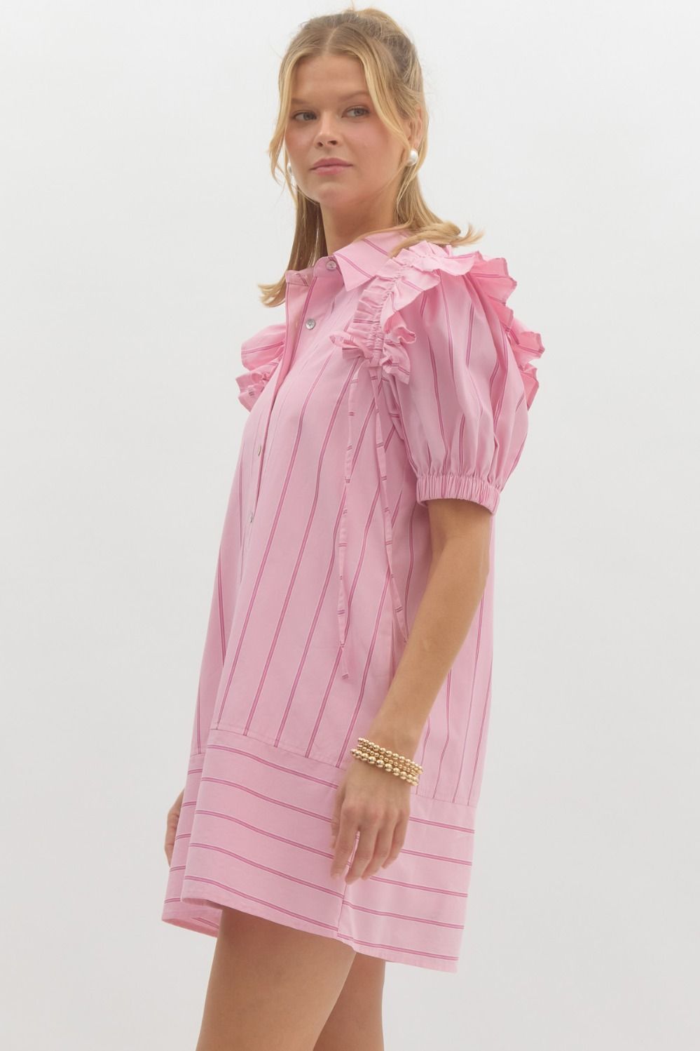 Nova Stripe Dress- Pink