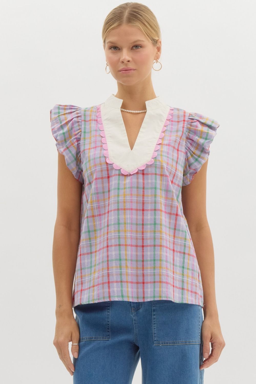 Ruby Plaid Top- Lavender