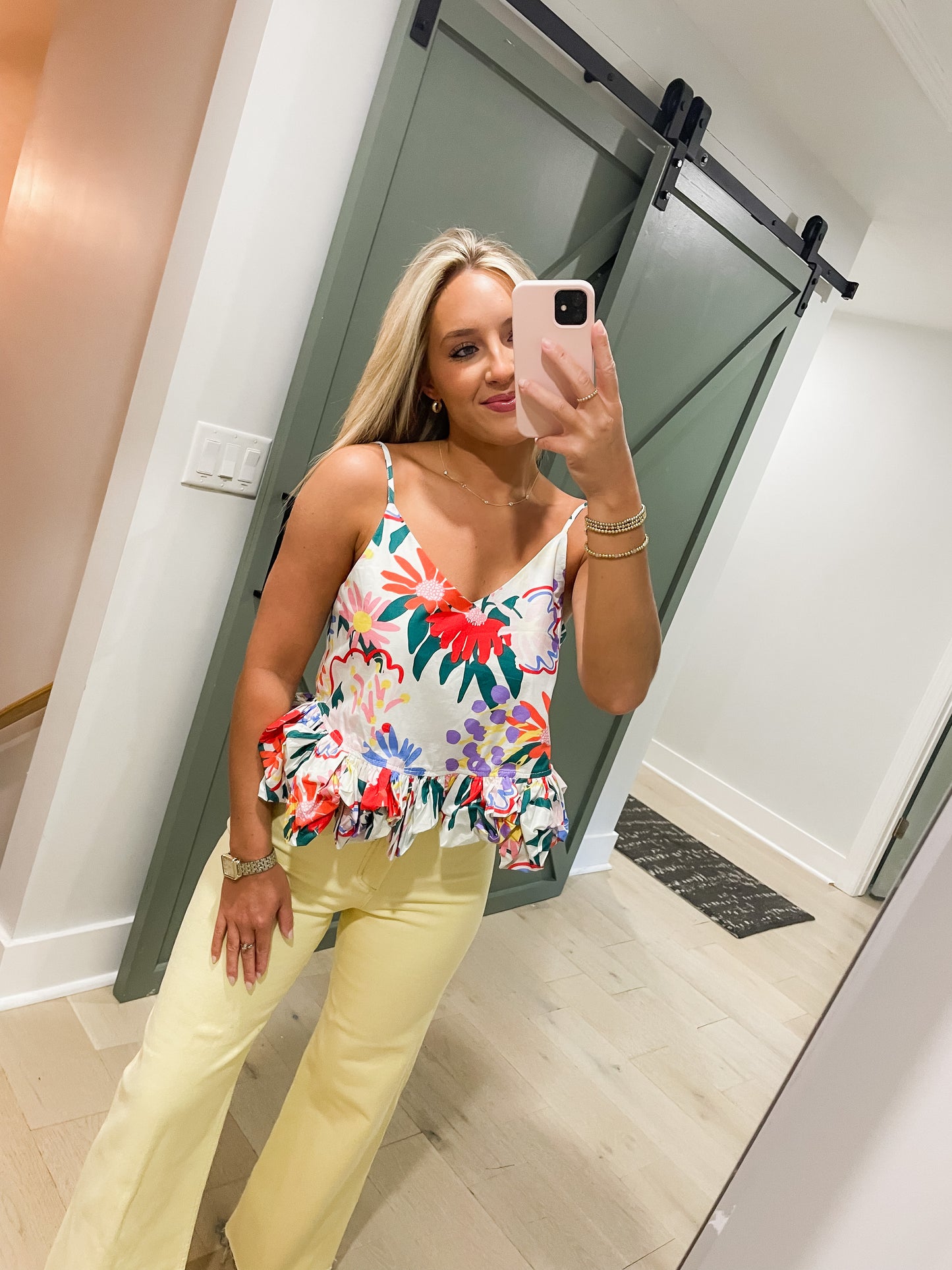 Ruffle Hem Tank- White
