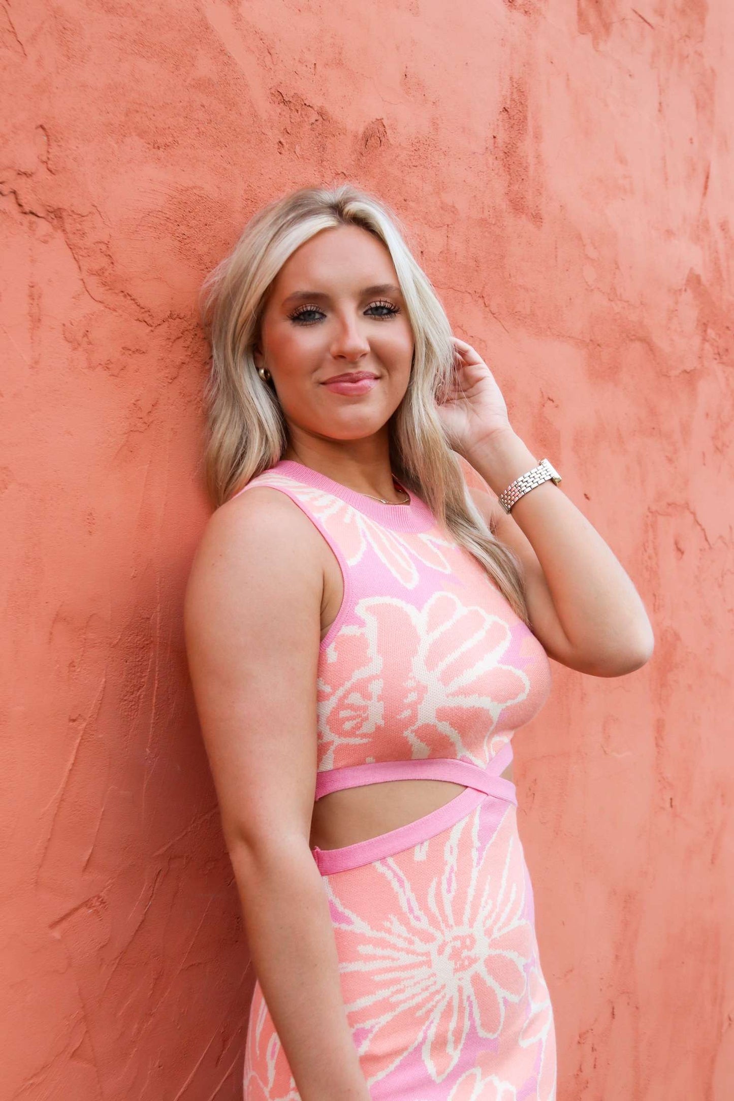 Mini Cut Out Dress- Pink/Orange