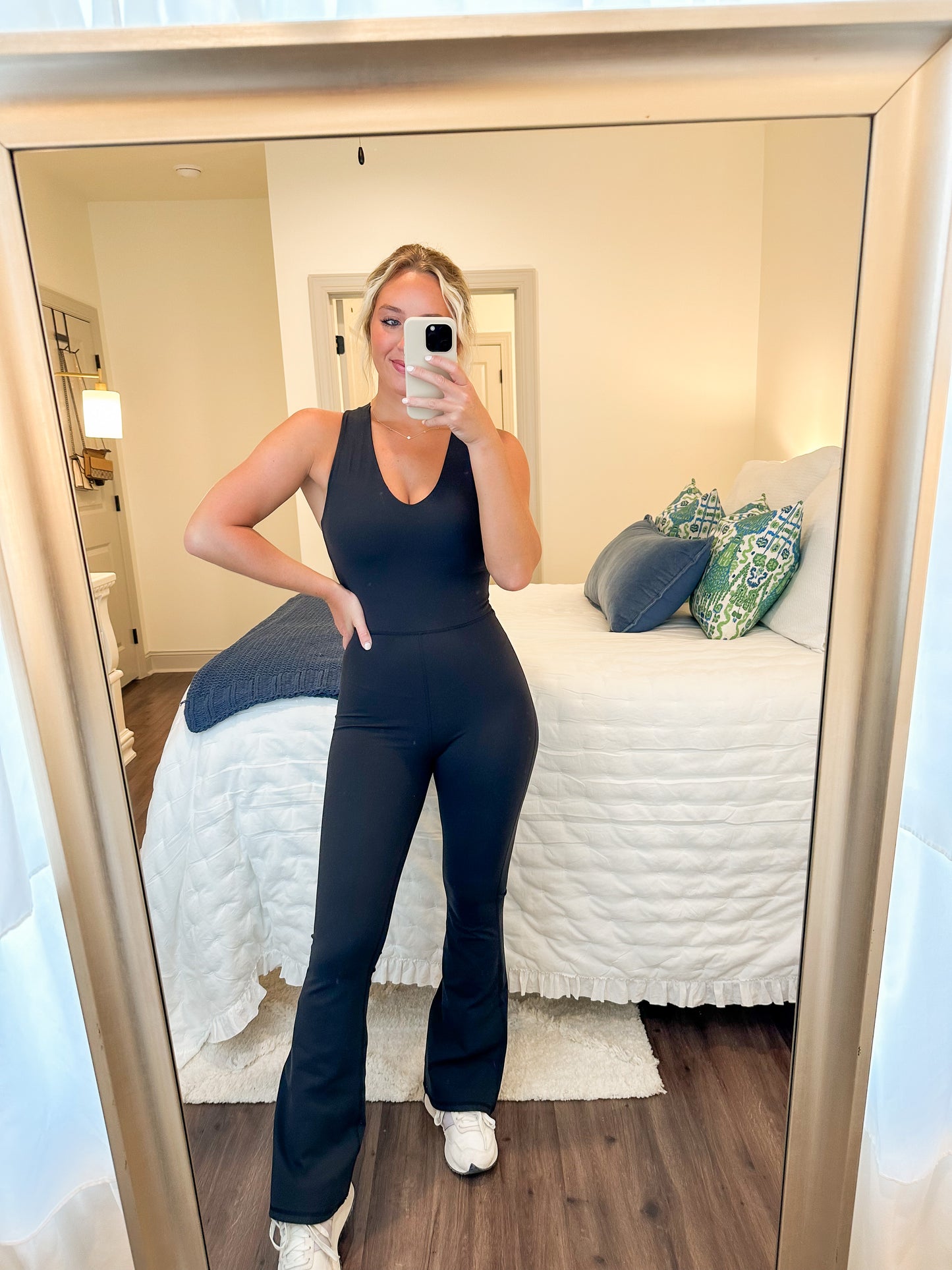 Cross Back Knot Flare Jumpsuit- Black