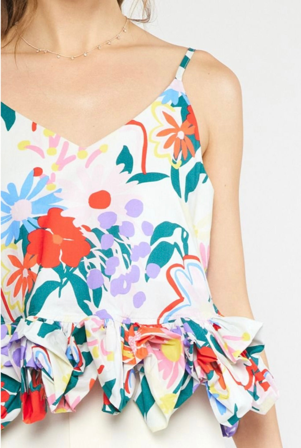 Ruffle Hem Tank- White