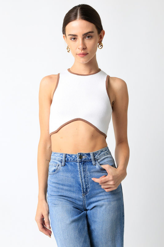 Rena Top- White/Brown