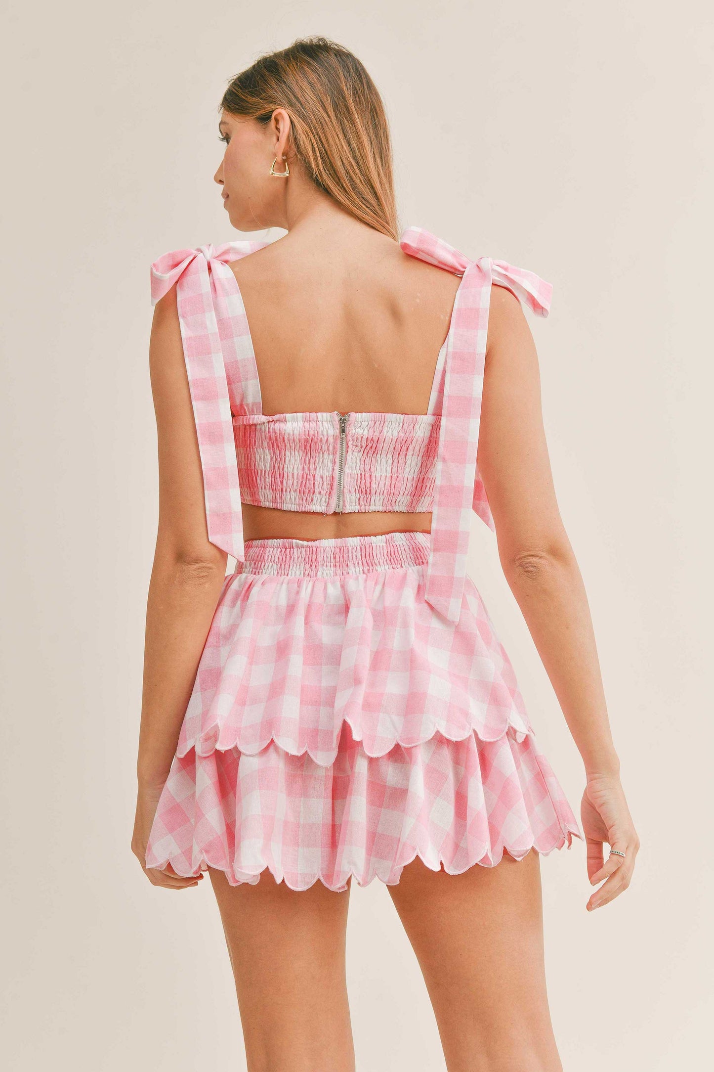 Scalloped Gingham Set- Blue