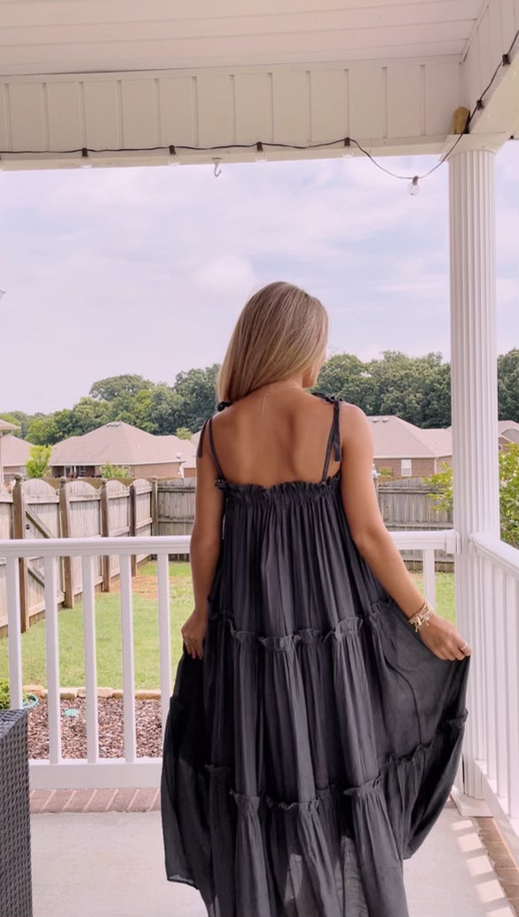 Tie Strap Maxi- Gunmetal Grey
