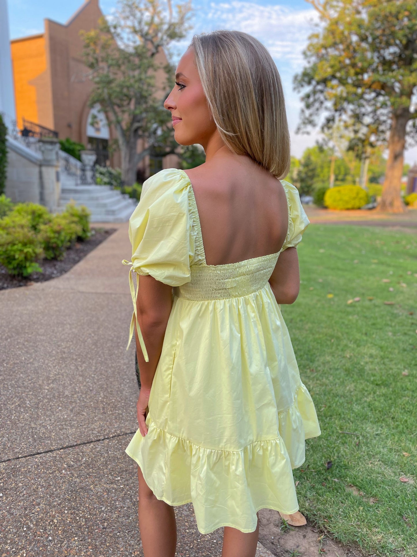 Sweetheart Mini Dress- Yellow