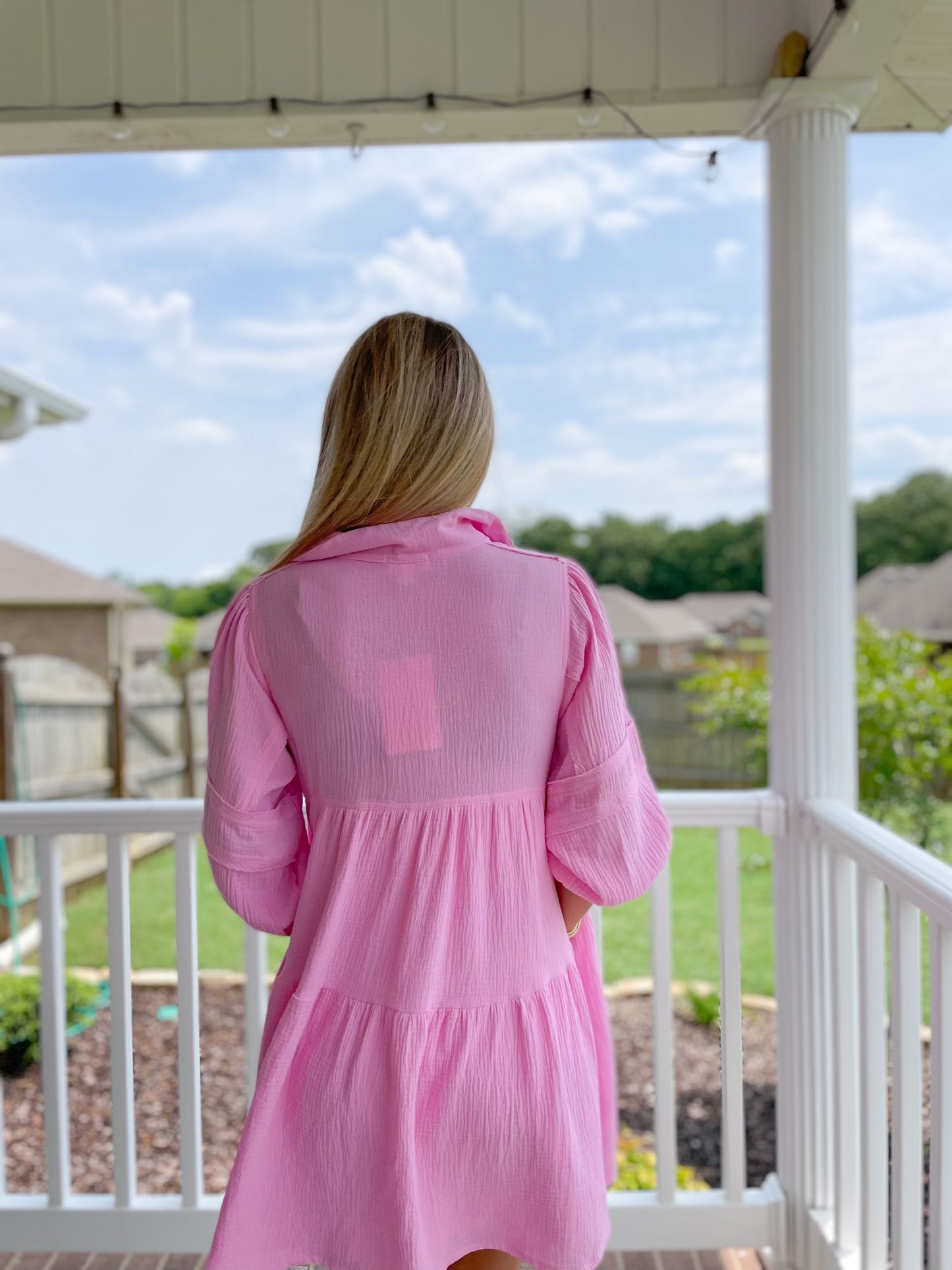 Cotton Shirt Dress- Pink