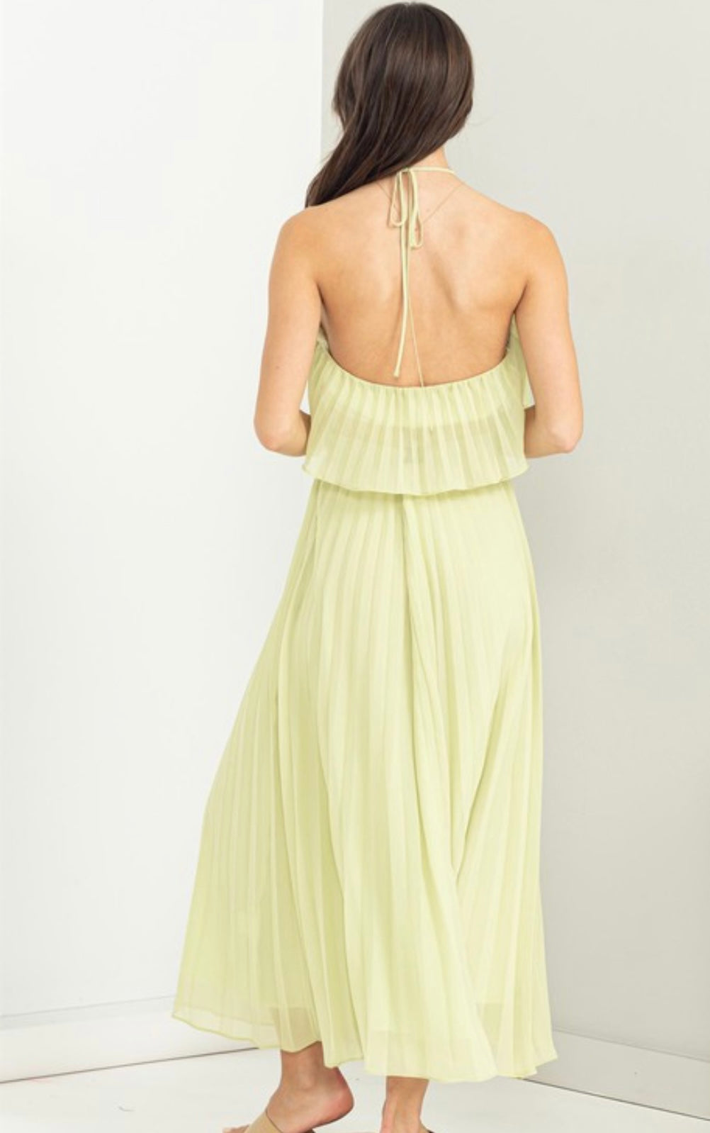 Pleated Two Piece Set- Lime
