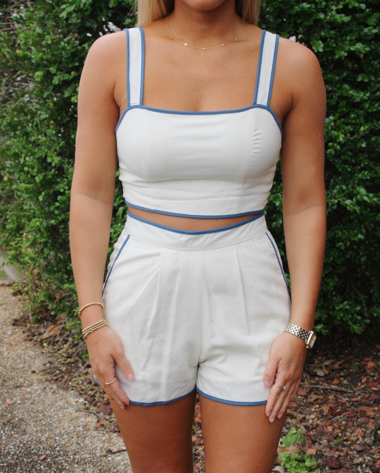 Linen Set- Ivory/Denim