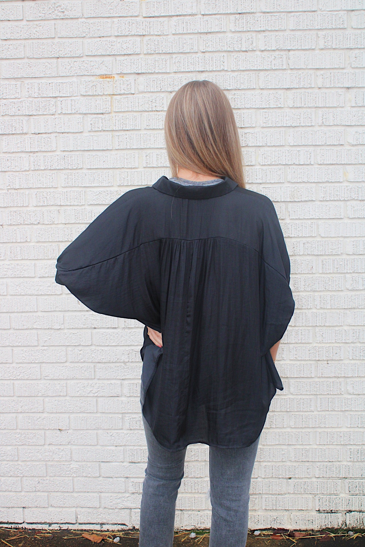 Oversized satin top- Black