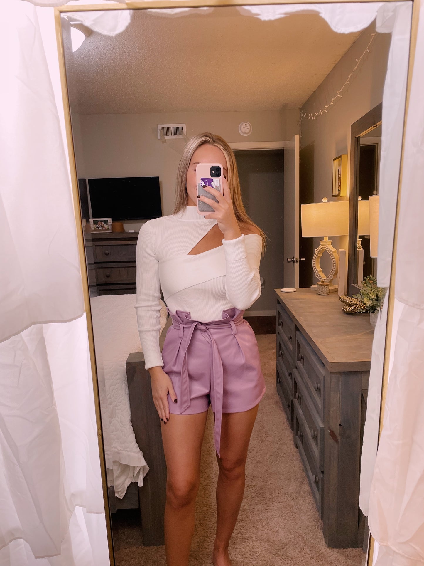 Slit Shoulder Top- White