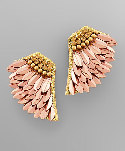 Crystal/Wing Earring- Copper