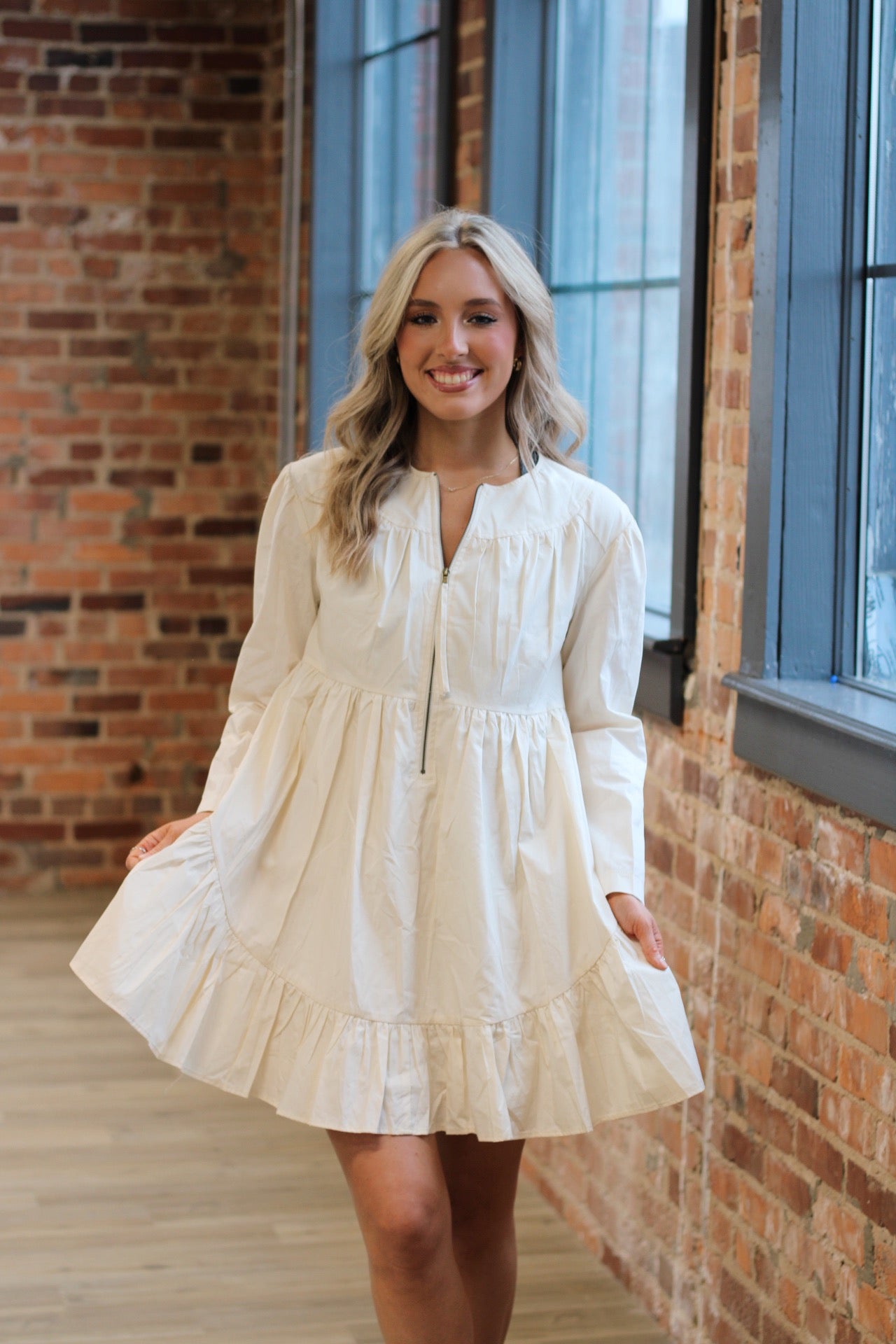 Poplin Dress- Cream