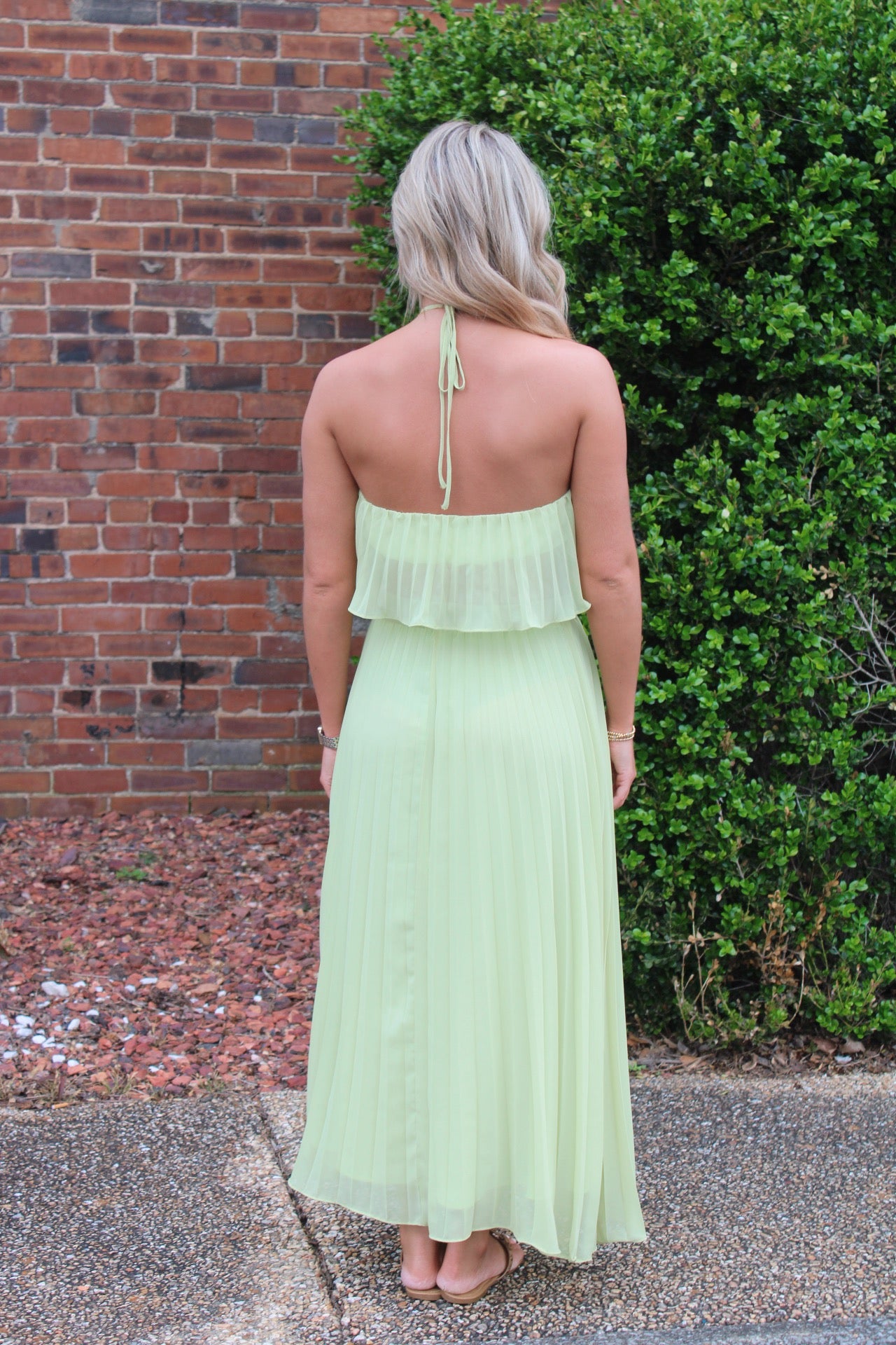 Pleated Two Piece Set- Lime