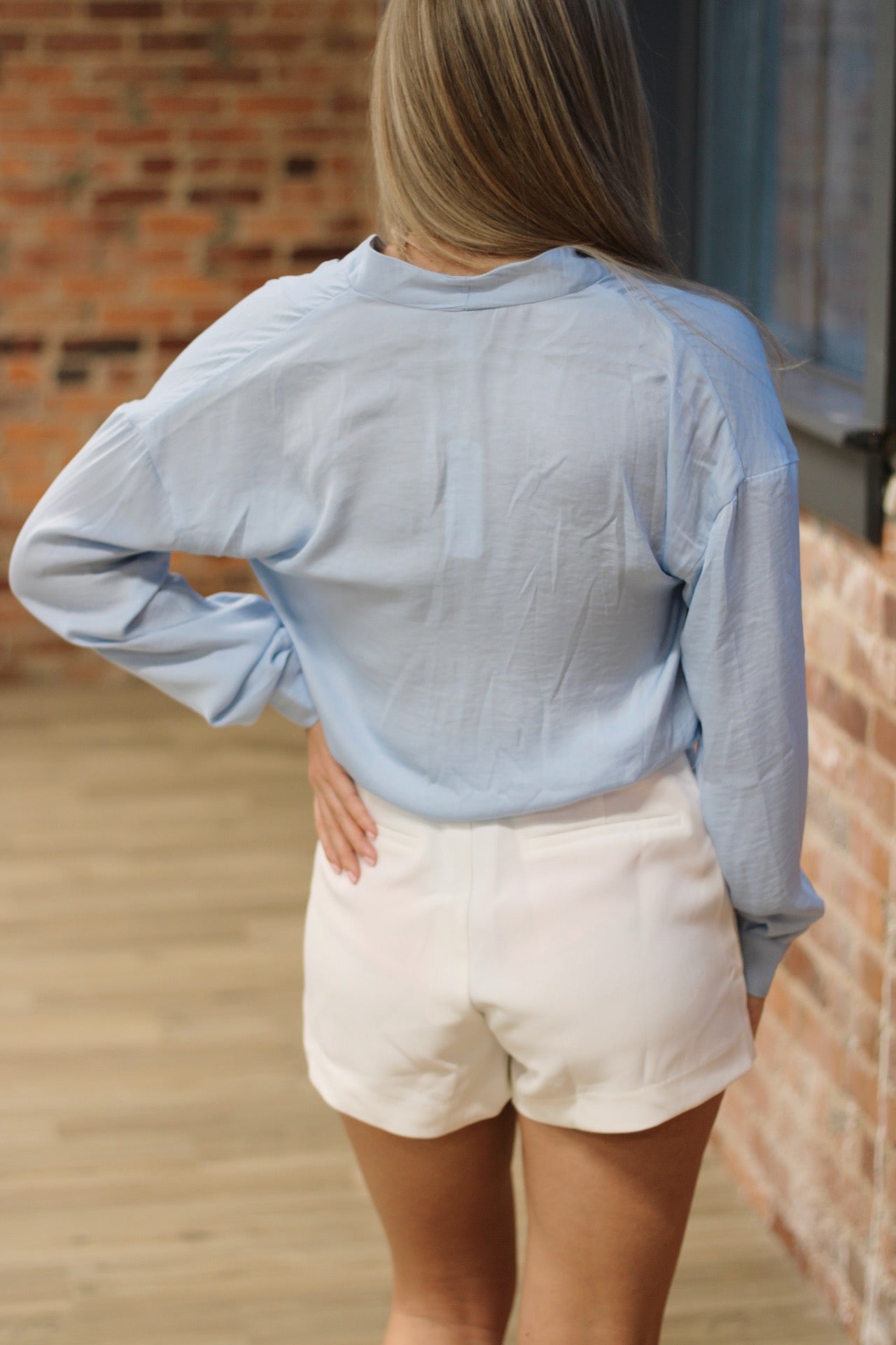 Wrap Front Bodysuit- Sky Blue