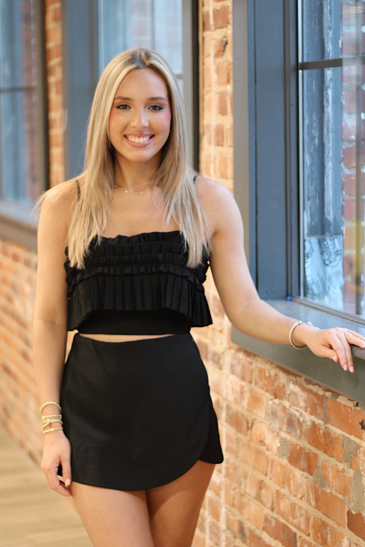 Ruffle Cami Top- Black