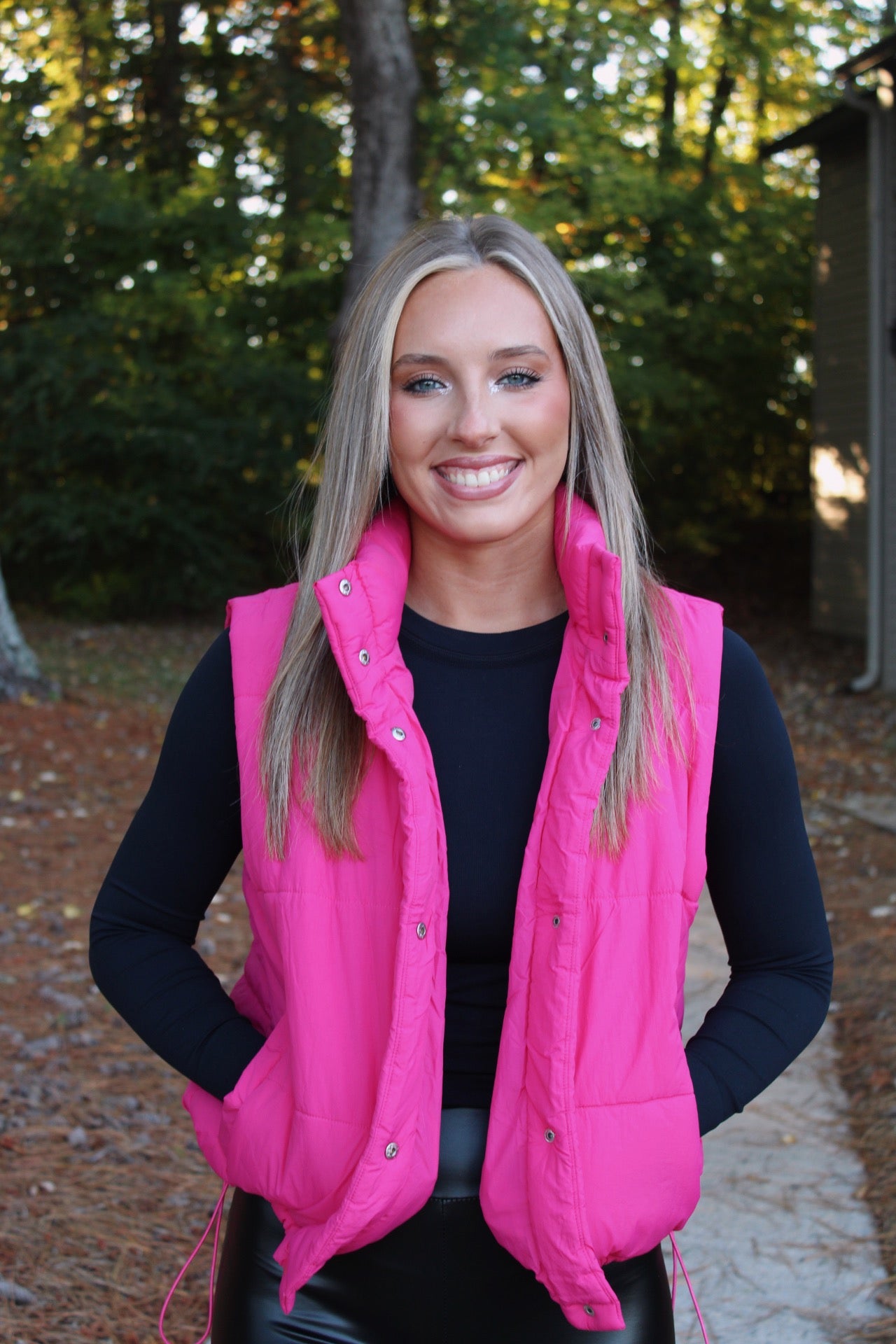 Puffer Vest- Hot Pink - Main Image