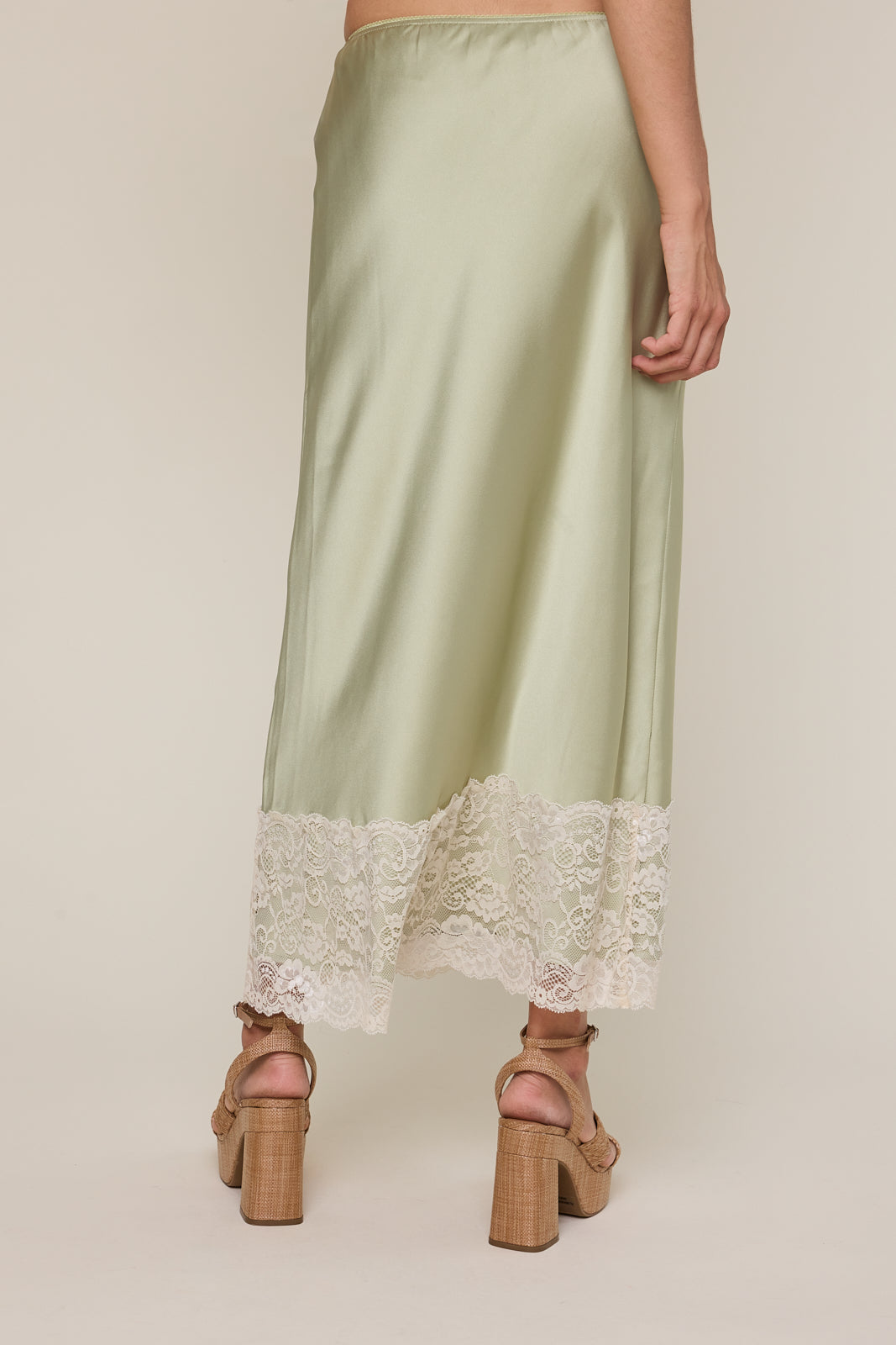 Kia Lace Trim Skirt- Matcha