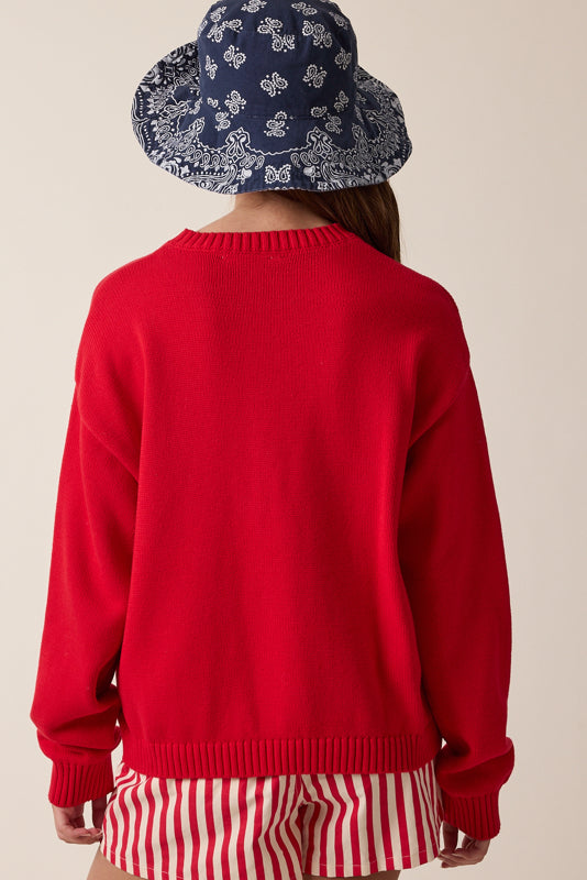 Andie Fish Sweater- Red