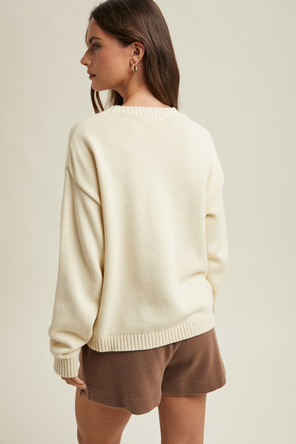 Andie Fish Sweater- Cream