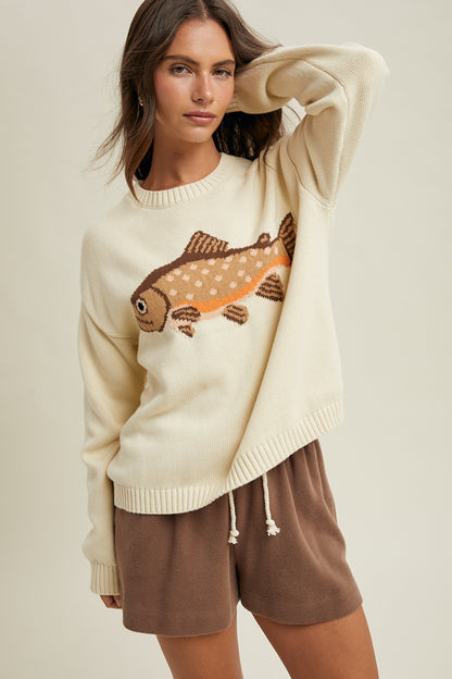 Andie Fish Sweater- Cream