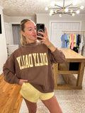 Dilly Dally Mockneck Sweatshirt- Brown/Yellow