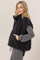 Oversized Sherpa Vest- Black