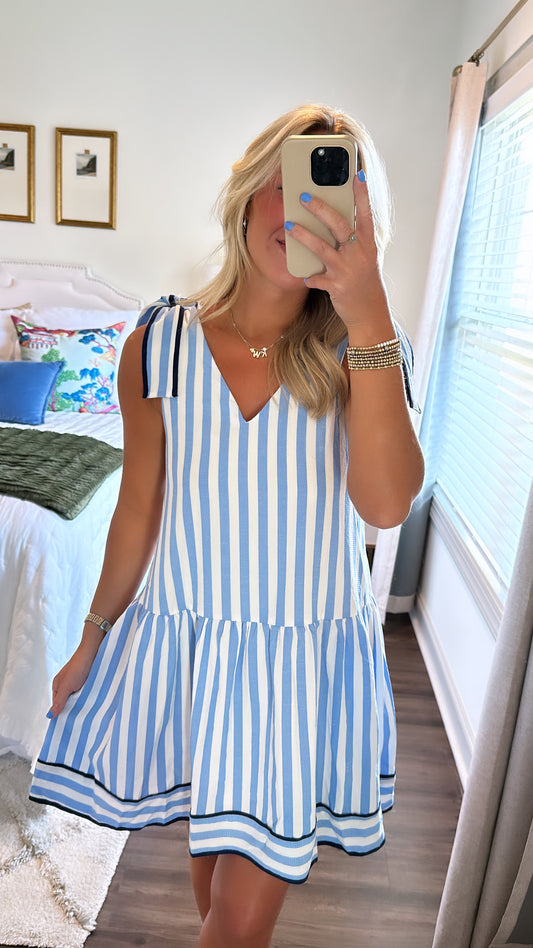 Aidan Stripe Dress- Blue