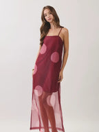 Charlie Polka Dot Maxi Dress- Burgundy