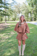 Scottie Cape Top Set- Camel