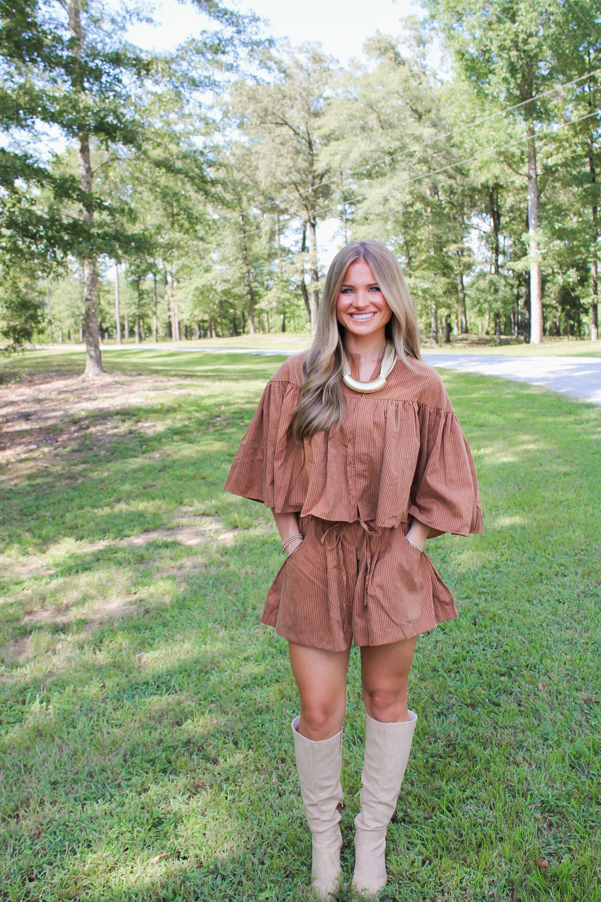 Scottie Cape Top Set- Camel