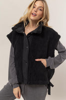 Oversized Sherpa Vest- Black