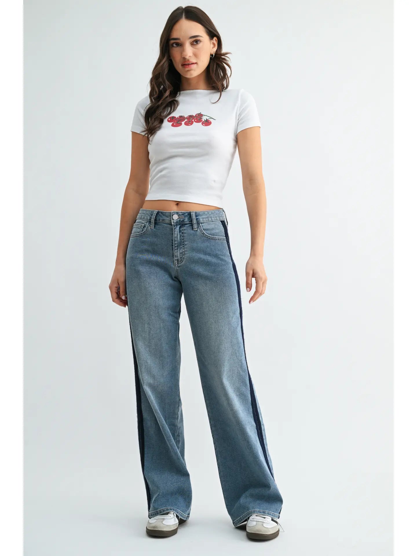 Mid Rise Tuxedo Sweat Pant Jeans - Medium Denim