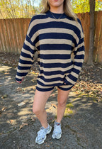 Claire Stripe Set- Navy/Khaki