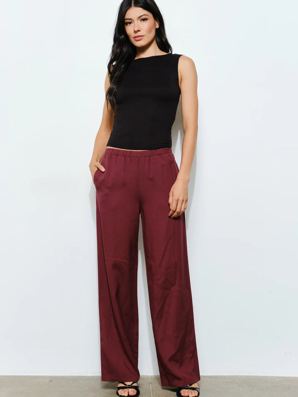 Aubree Basic Pants- Mulberry