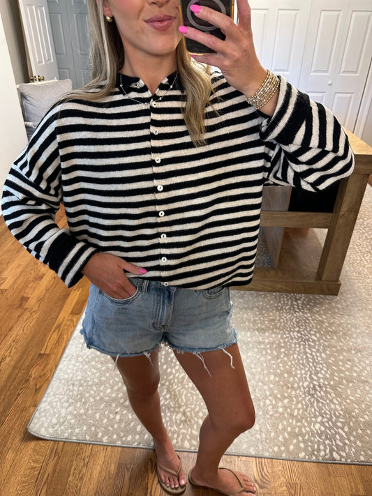 Black Stripe Cardigan