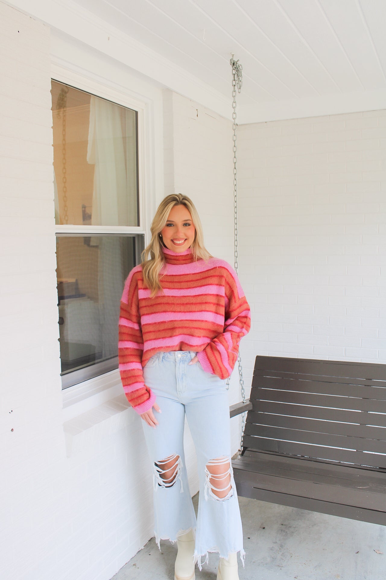 Mia Sweater- Pink/Orange