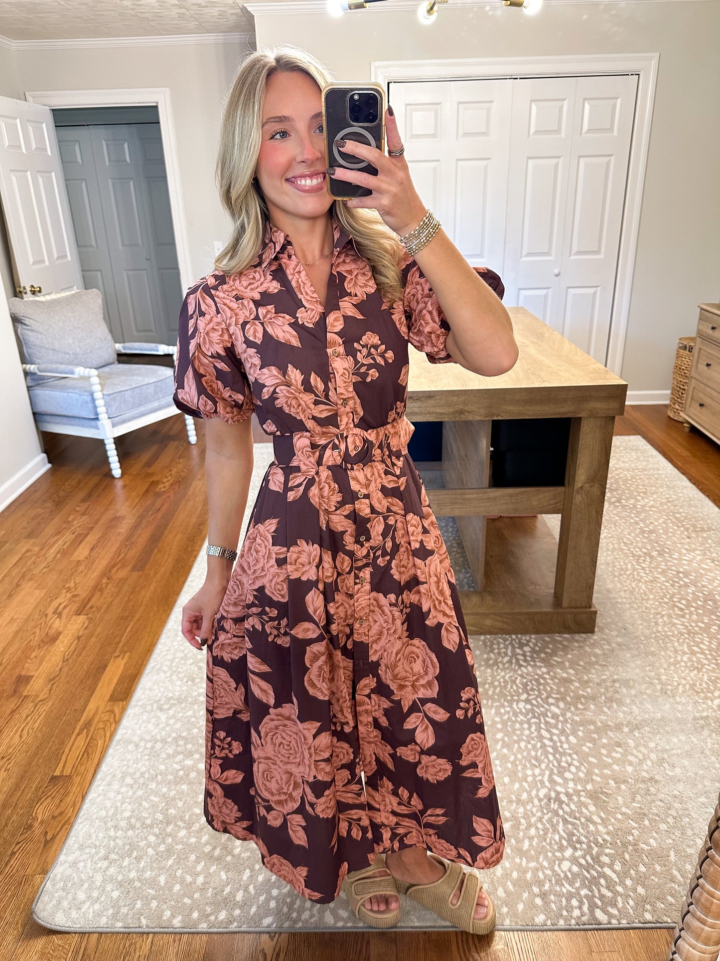 Arden Belted Maxi Dress- Wine/Pink