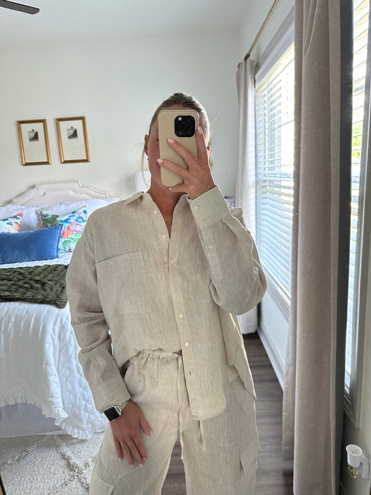 Greige Linen Pant