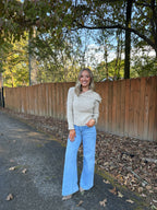 Asymmetrical Button Sweater- Sand