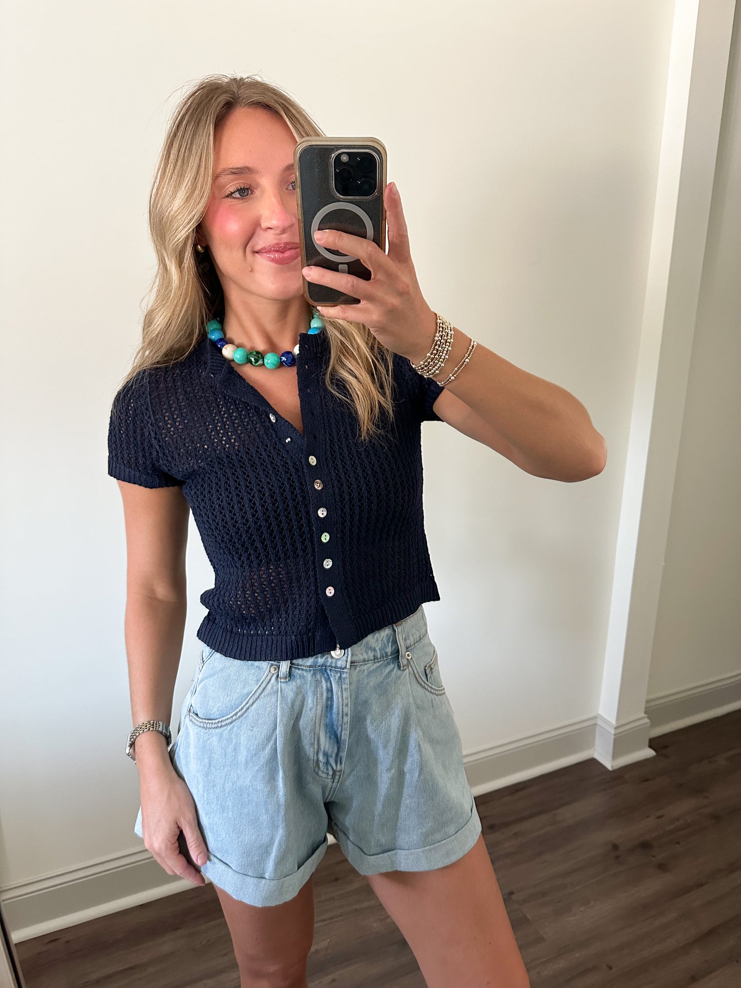 Stella Knit Top- Navy