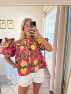 Macia Top- Pink Multi Floral