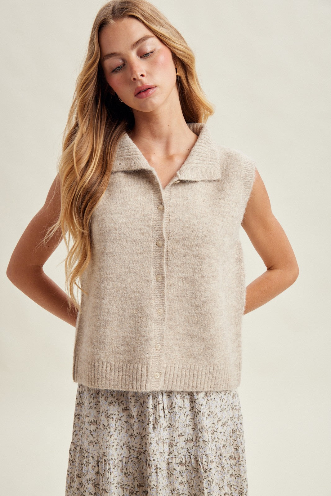 Mara Sweater Vest- Taupe