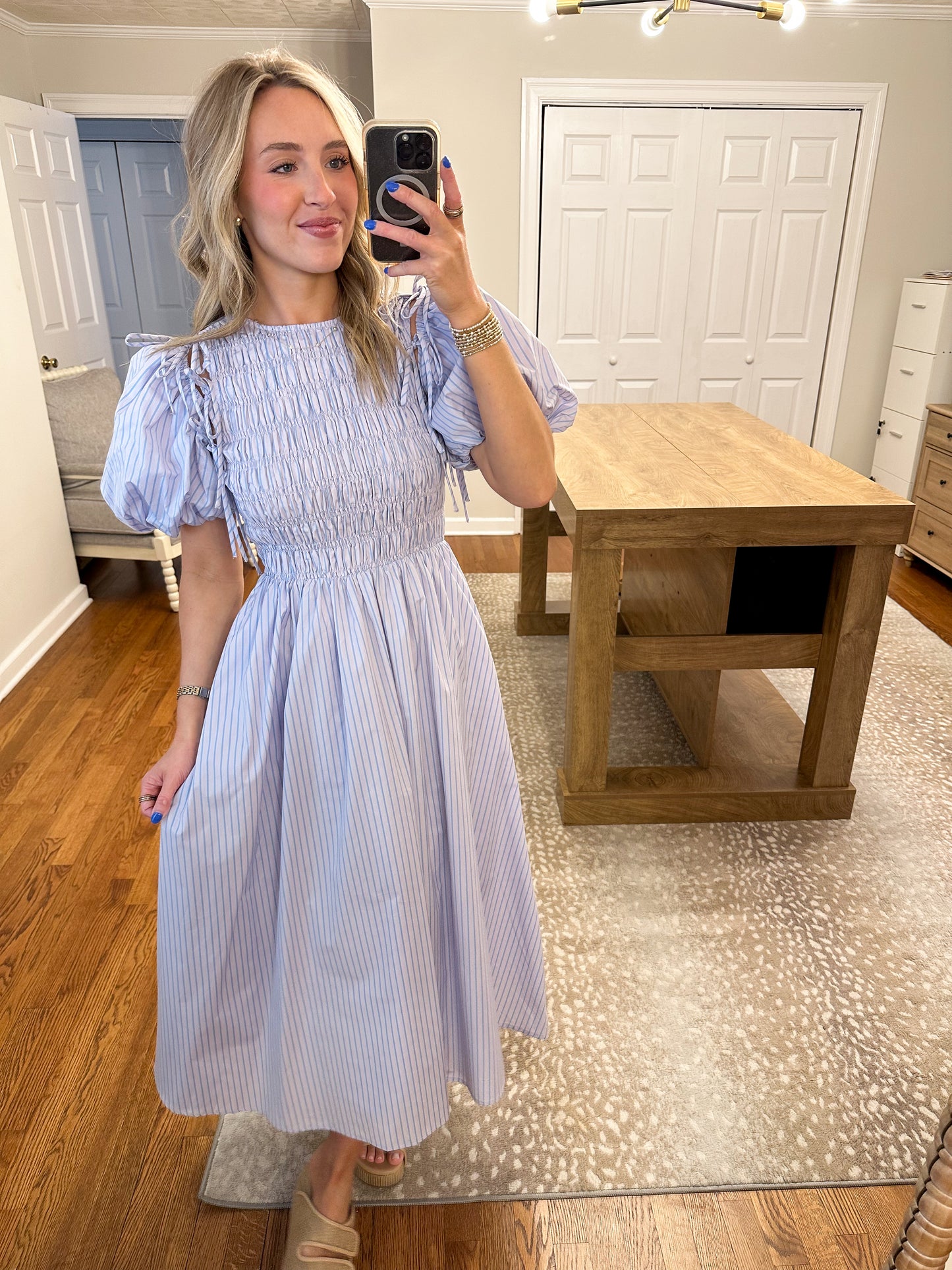 Aria Stripe Midi- Pink/Blue