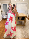 Capri Maxi Dress- Cream/Pink