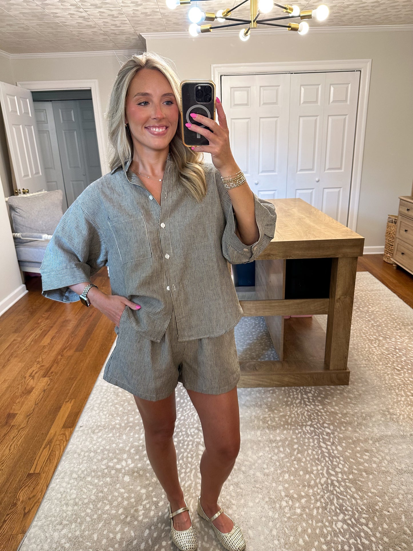 Penelope Linen Set- Black/Taupe