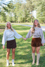 Shaylie Boatneck Top- Brown