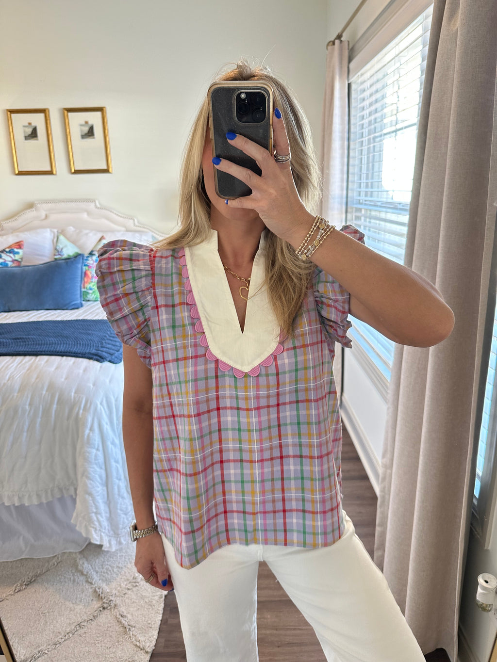 Ruby Plaid Top- Lavender
