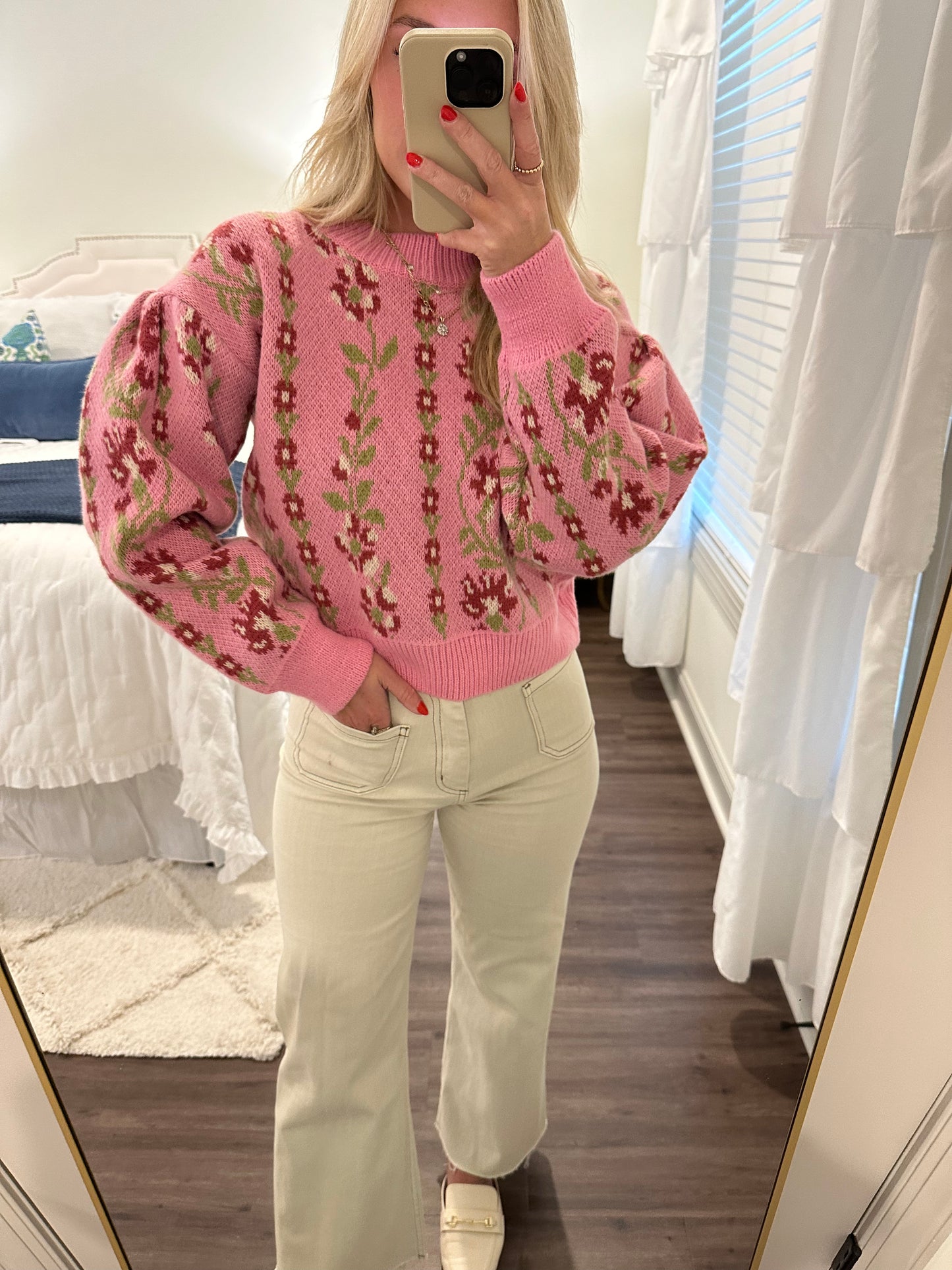 Pink Flower Sweater