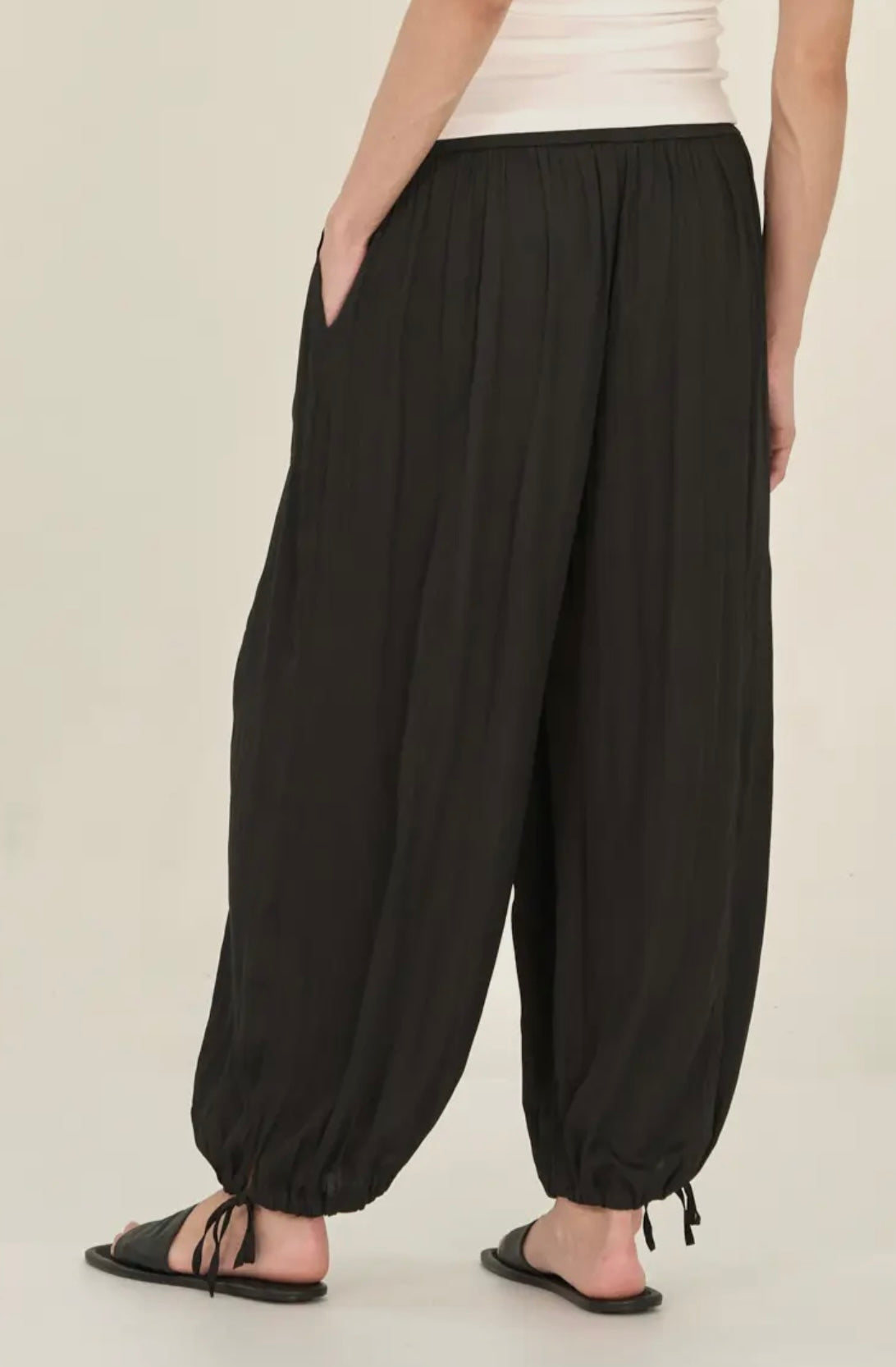 Satin Cargo Pant- Black